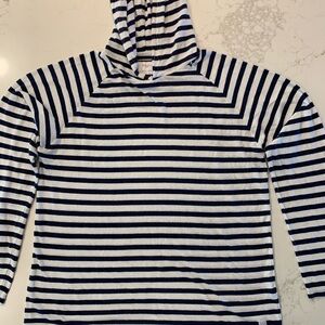 Denim & Flower Ricky Singh Striped Hoodie Top Blue White Size M